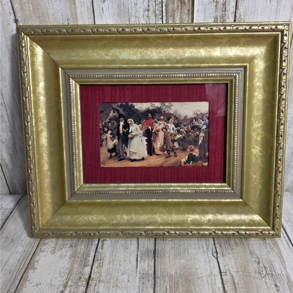 Vintage 1883 The Village Wedding Framed Art By Sir Luke Fildes Gold Ornate 12x10 - Picture 2 of 7